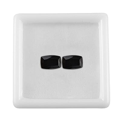 Australian Black Tourmaline Set of 2 (Cush 6x4 mm) 0.97 ctw