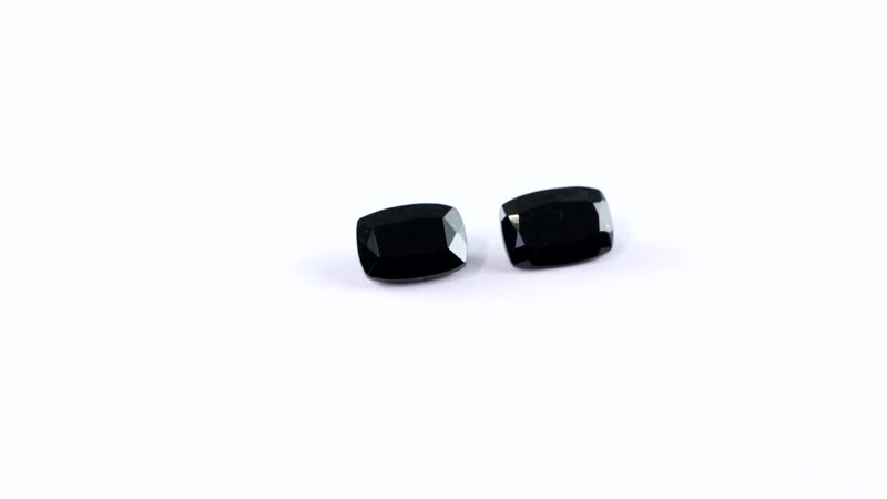 Australian Black Tourmaline Set of 2 (Cush 6x4 mm) 1.53 ctw