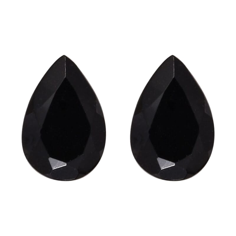 Australian Black Tourmaline Set of 2 (Pear 6x4 mm) 0.76 ctw