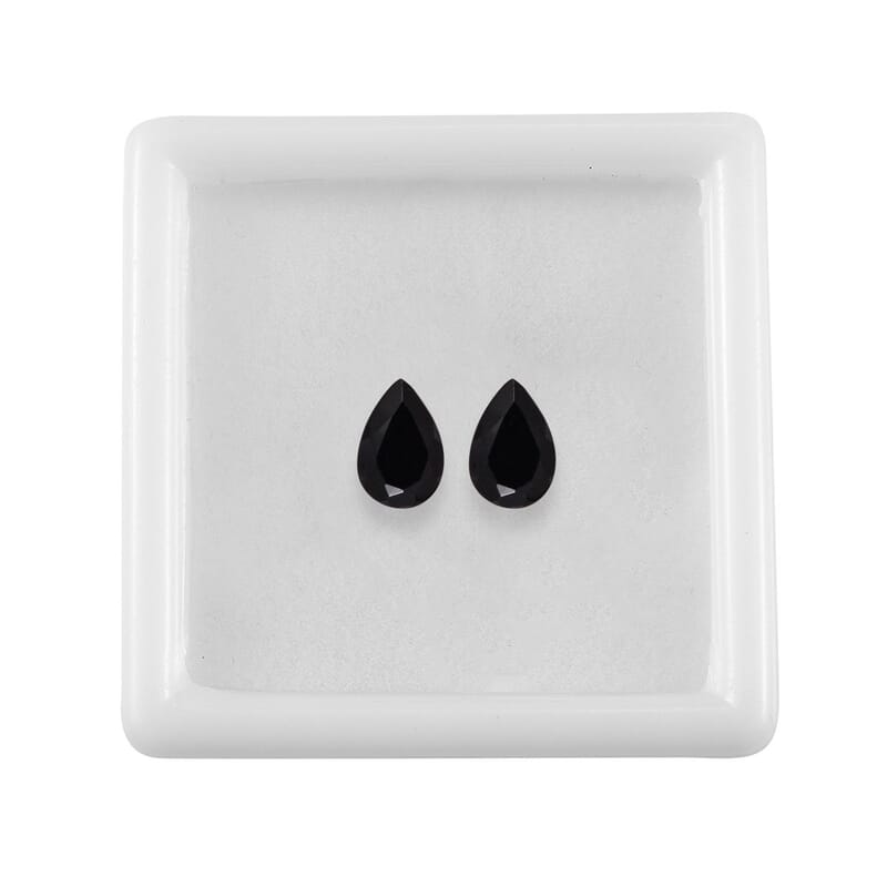 Australian Black Tourmaline Set of 2 (Pear 6x4 mm) 0.76 ctw