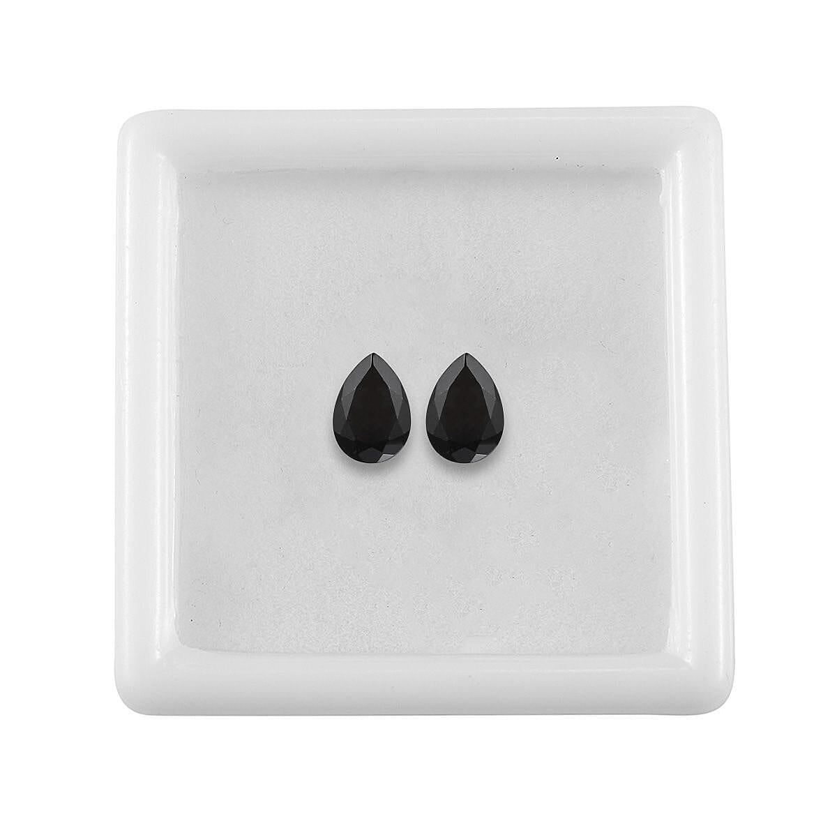 Australian Black Tourmaline Set of 2 (Pear 7x5 mm) 1.31 ctw