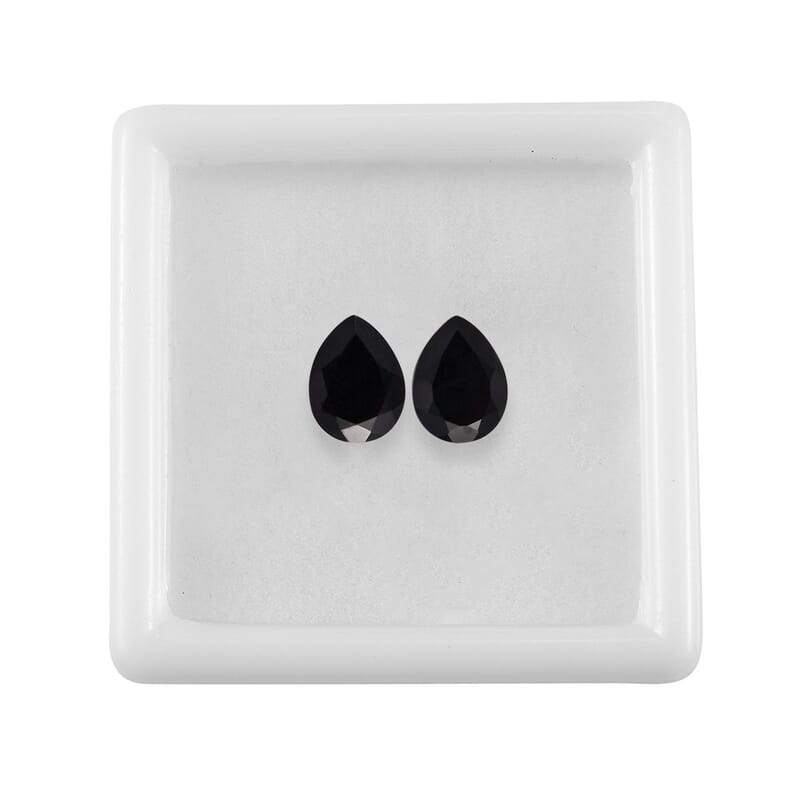 Australian Black Tourmaline Set of 2 (Pear 8x6 mm) 2.11 ctw