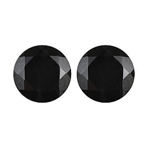 Australian Black Tourmaline Set of 2 (Rnd 8 mm) 3.69 ctw