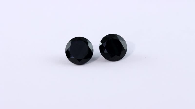 Australian Black Tourmaline Set of 2 (Rnd 8 mm) 3.69 ctw