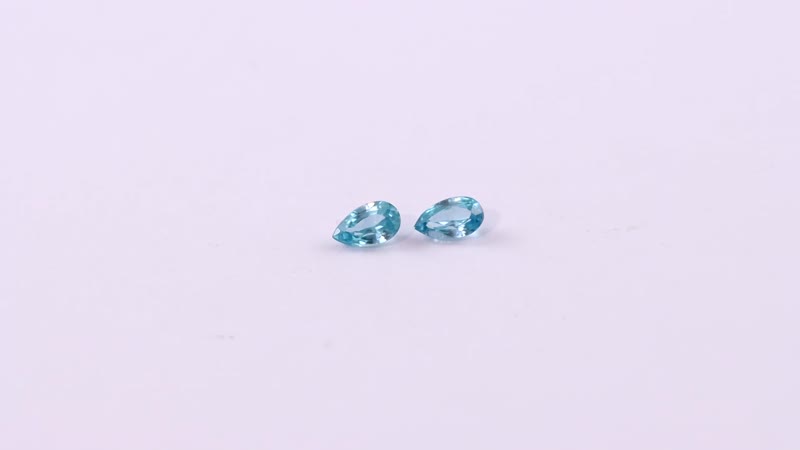 Premium Blue Zircon Set of 2 (Pear 5x3 mm) 0.64 ctw