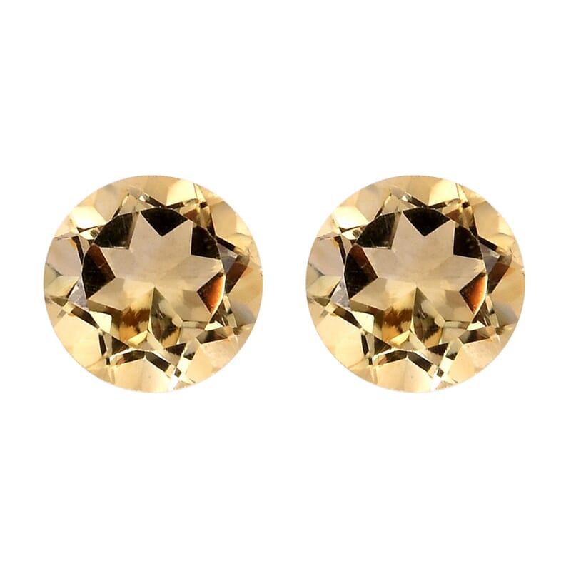 Brazilian Citrine Set of 2 (Rnd 6 mm) 1.50 ctw