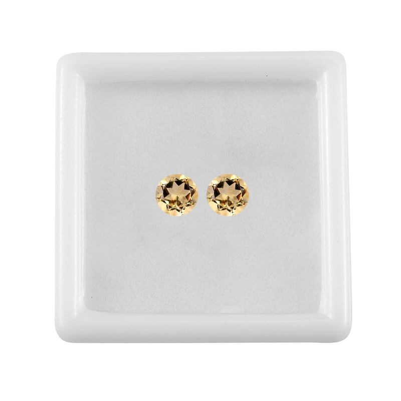 Brazilian Citrine Set of 2 (Rnd 6 mm) 1.50 ctw