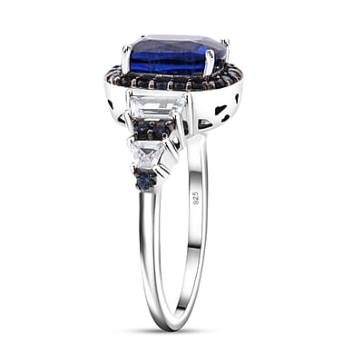 D'Joy Kashmir Kyanite and Multi Gemstone 4.00 ctw Aurora Royale Ring in Rhodium Over Sterling Silver (Size 10.0)