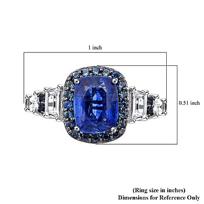 D'Joy Kashmir Kyanite and Multi Gemstone 4.00 ctw Aurora Royale Ring in Rhodium Over Sterling Silver (Size 10.0)