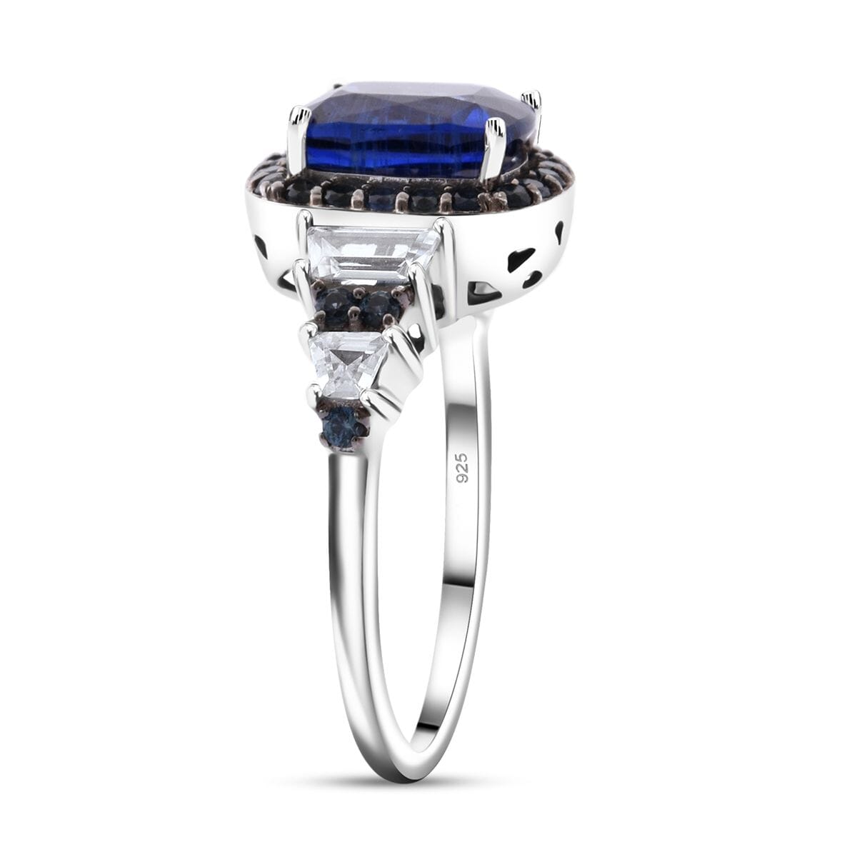 D'Joy Kashmir Kyanite and Multi Gemstone 4.00 ctw Aurora Royale Ring in Rhodium Over Sterling Silver (Size 8.0) image number 3