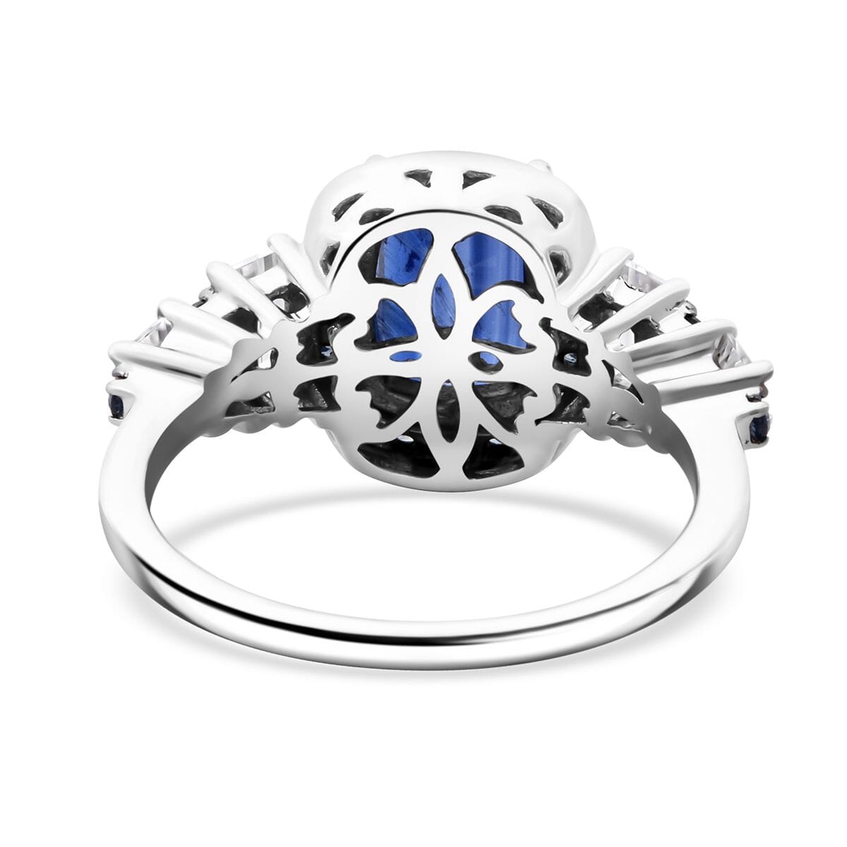 D'Joy Kashmir Kyanite and Multi Gemstone 4.00 ctw Aurora Royale Ring in Rhodium Over Sterling Silver (Size 8.0) image number 4