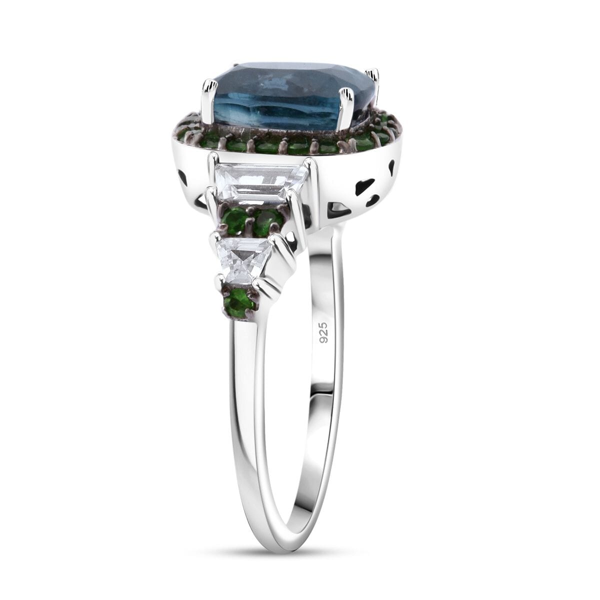 Indigo Kyanite and Multi Gemstone 4.00 ctw Aurora Royale Ring in Rhodium Over Sterling Silver (Size 6.0) image number 3