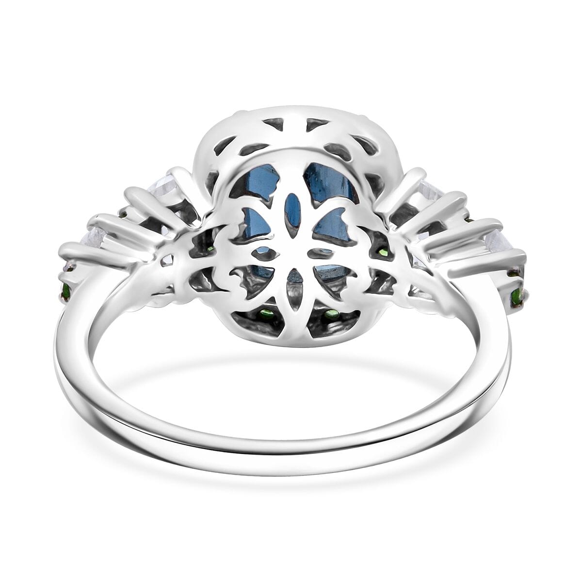 Indigo Kyanite and Multi Gemstone 4.00 ctw Aurora Royale Ring in Rhodium Over Sterling Silver (Size 6.0) image number 4