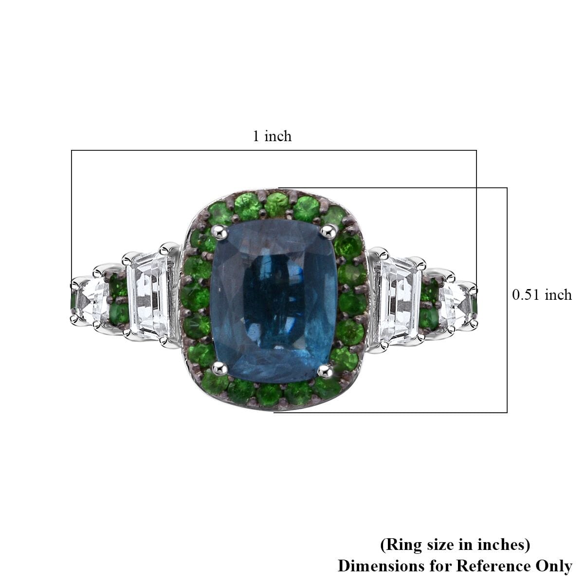 Indigo Kyanite and Multi Gemstone 4.00 ctw Aurora Royale Ring in Rhodium Over Sterling Silver (Size 6.0) image number 5