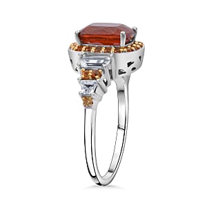 Tangerine Kyanite and Multi Gemstone 4.00 ctw Aurora Royale Ring in Rhodium Over Sterling Silver (Size 7.0)