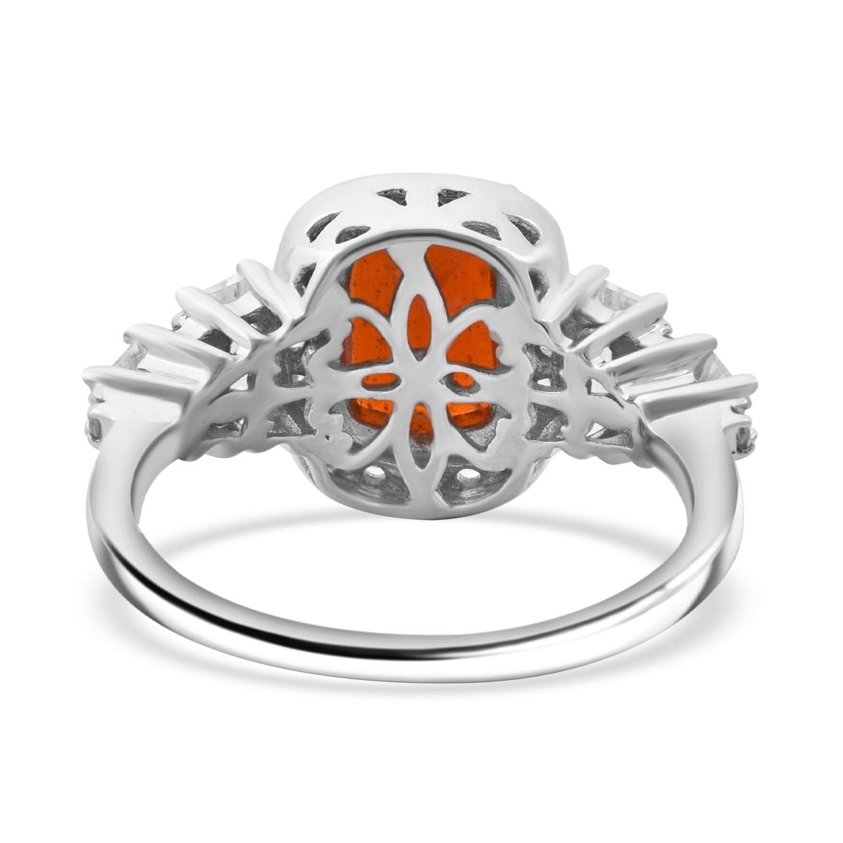 Tangerine Kyanite and Multi Gemstone 4.00 ctw Aurora Royale Ring in Rhodium Over Sterling Silver (Size 7.0) image number 4