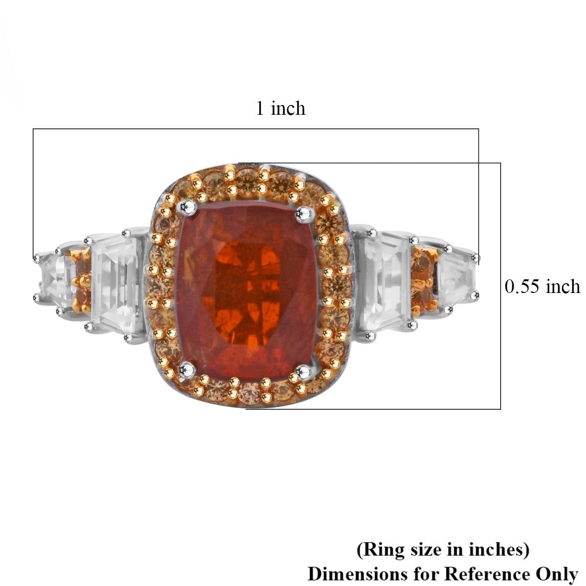Tangerine Kyanite and Multi Gemstone 4.00 ctw Aurora Royale Ring in Rhodium Over Sterling Silver (Size 7.0) image number 5