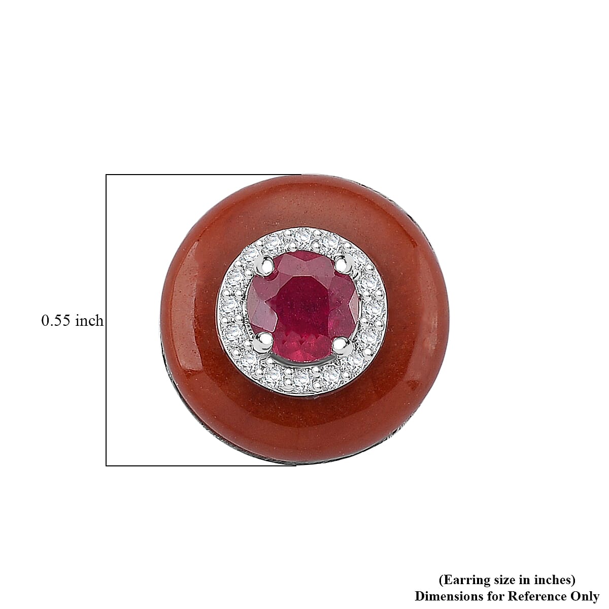 D'Joy Red Jade(D), Multi Gemstone Earrings in Rhodium Over Sterling Silver 11.15 ctw