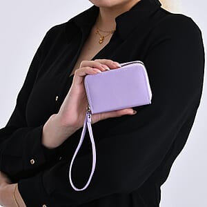 Light Purple Faux Leather Crossbody Bag with Shoulder Strap and Card Holder