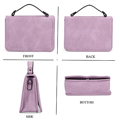 Light Purple Faux Leather Crossbody Bag with Shoulder Strap and Card Holder