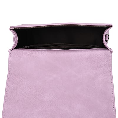 Light Purple Faux Leather Crossbody Bag with Shoulder Strap and Card Holder