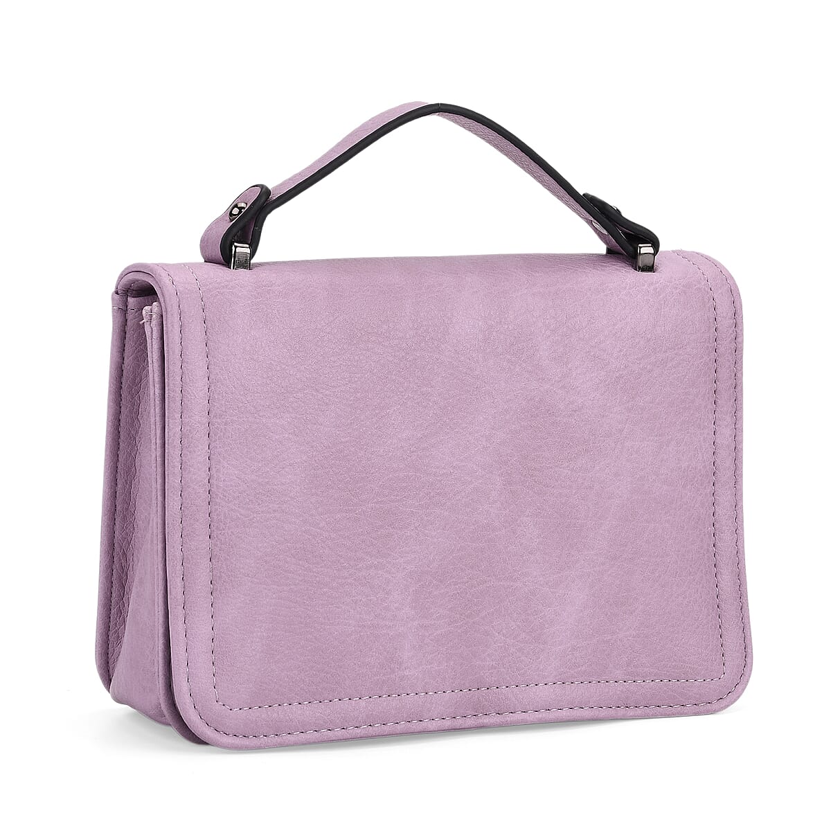 Light Purple Faux Leather Crossbody Bag with Shoulder Strap and Card Holder image number 6
