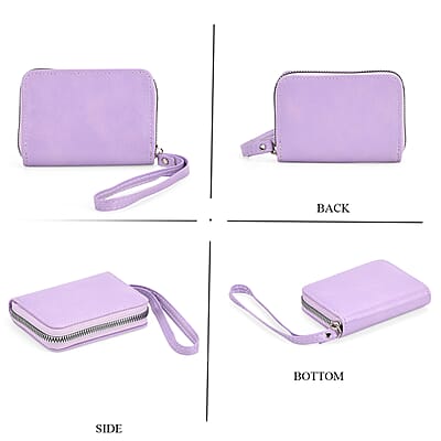 Light Purple Faux Leather Crossbody Bag with Shoulder Strap and Card Holder