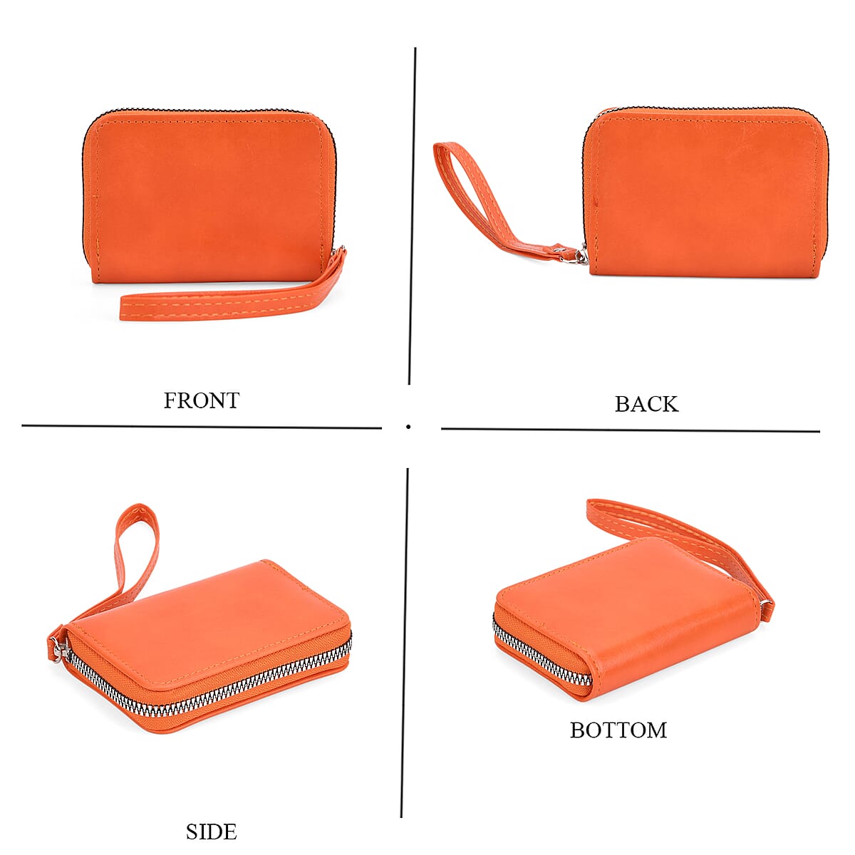 Orange Faux Leather Crossbody Bag with Shoulder Strap and Card Holder image number 7