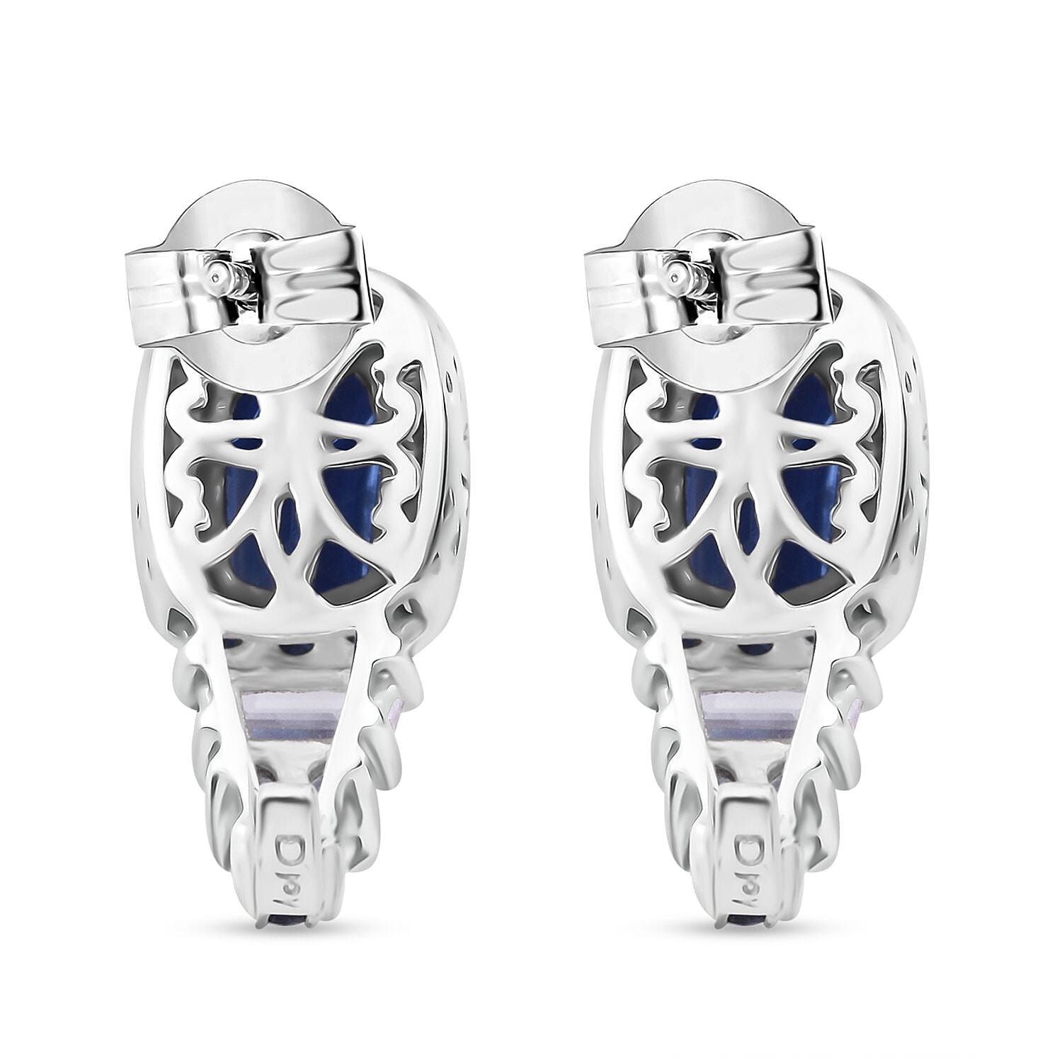 D'Joy Kashmir Kyanite and Multi Gemstone 3.80 ctw Aurora Royale Earrings in Rhodium Over Sterling Silver