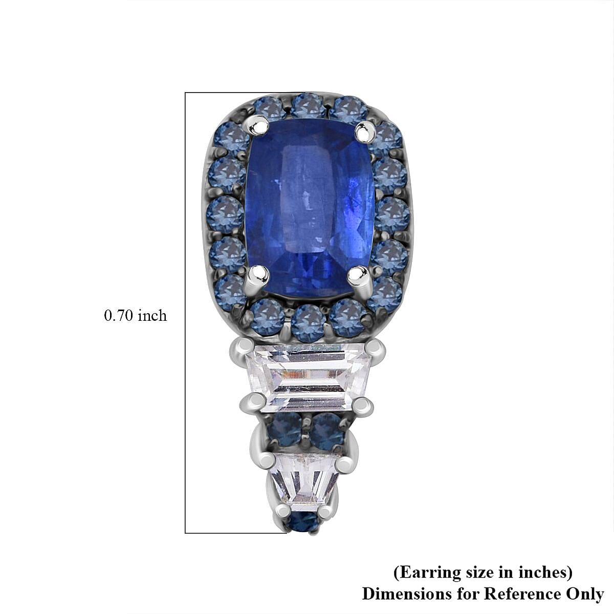 D'Joy Kashmir Kyanite and Multi Gemstone 3.80 ctw Aurora Royale Earrings in Rhodium Over Sterling Silver