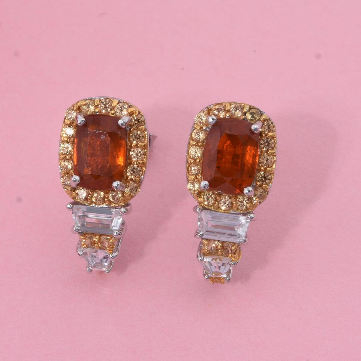 Tangerine Kyanite and Multi Gemstone 3.75 ctw Aurora Royale Earrings in Rhodium Over Sterling Silver image number 1