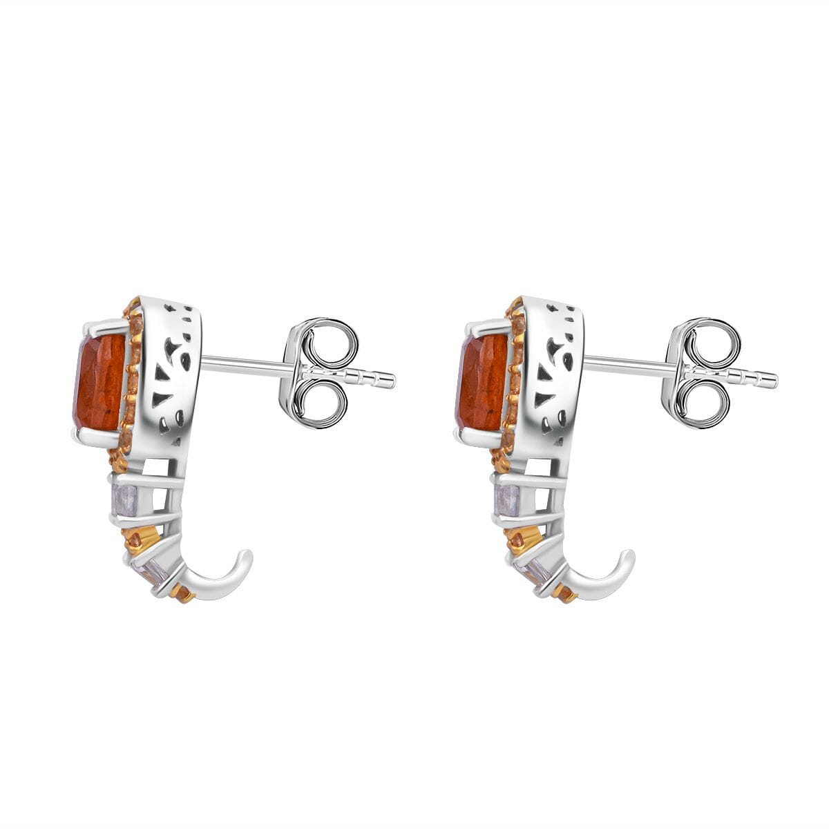 Tangerine Kyanite and Multi Gemstone 3.75 ctw Aurora Royale Earrings in Rhodium Over Sterling Silver image number 3