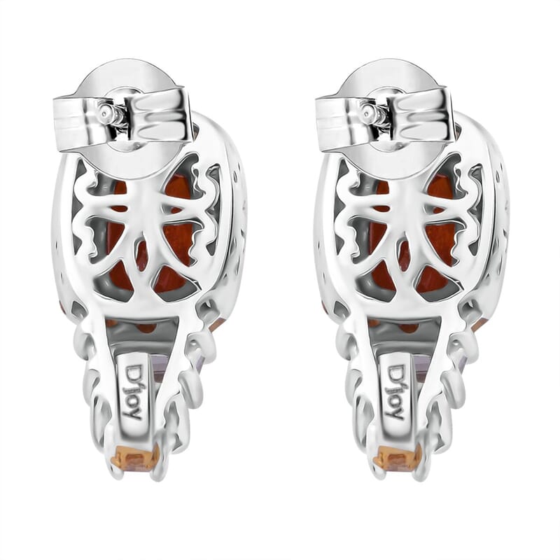 D'Joy Tangerine Kyanite and Multi Gemstone 3.75 ctw Aurora Royale Earrings in Rhodium Over Sterling Silver