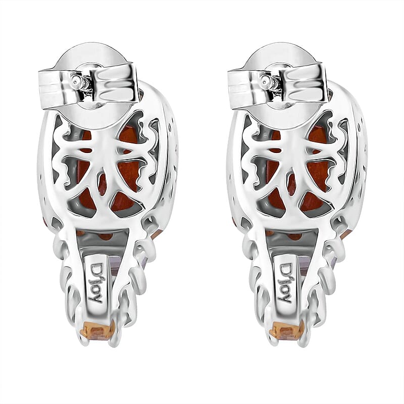 D'Joy Tangerine Kyanite and Multi Gemstone 3.75 ctw Aurora Royale Earrings in Rhodium Over Sterling Silver