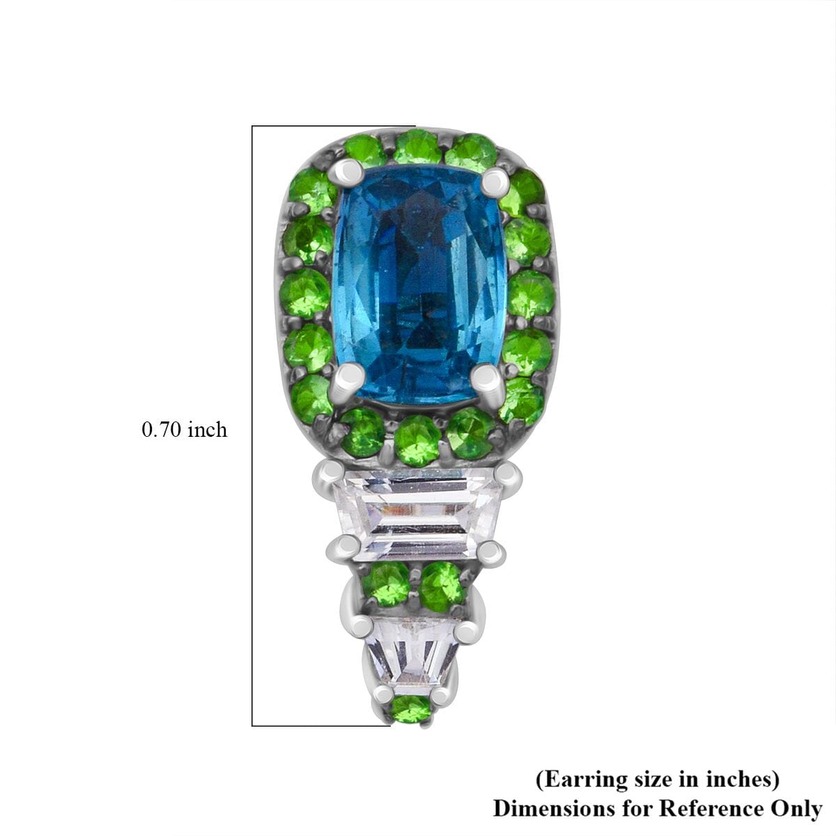 Indigo Kyanite and Multi Gemstone 3.80 ctw Aurora Royale Earrings in Rhodium Over Sterling Silver image number 5
