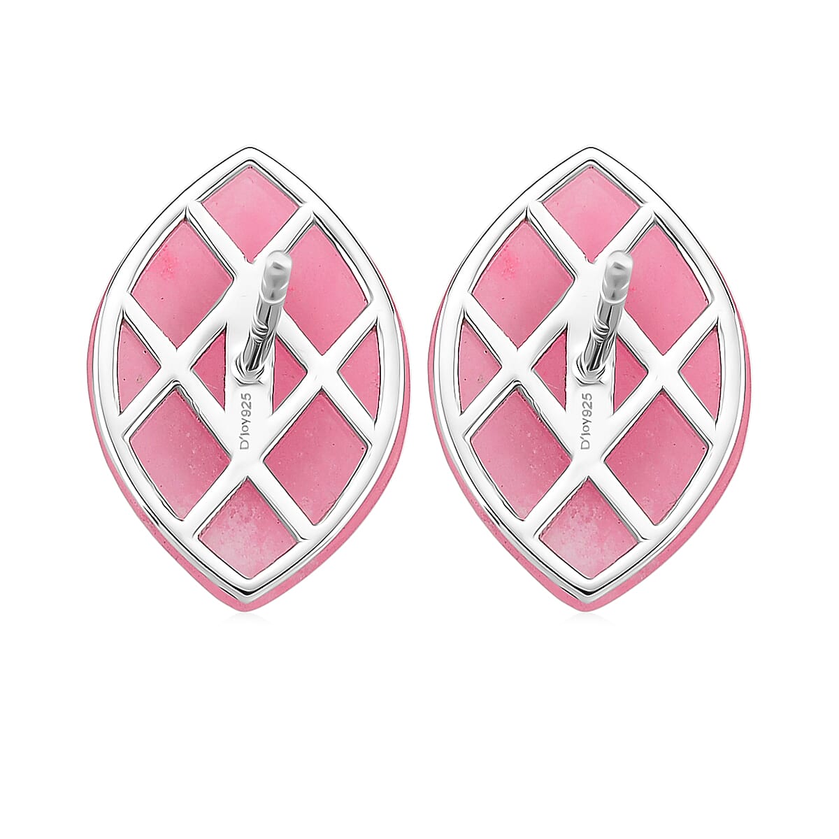 D'Joy Pink Jade(D), Multi Gemstone Victorian Era Earrings in Rhodium Over Sterling Silver 15.00 ctw