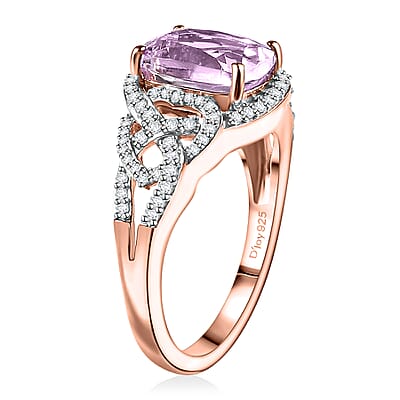D'Joy Premium Martha Rocha Kunzite and Moissanite 3.20 ctw Heart Ring in 18K Vermeil Rose Gold Over Sterling Silver (Size 10.0)