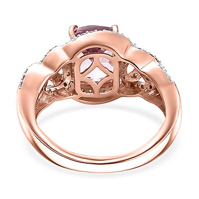 D'Joy Premium Martha Rocha Kunzite and Moissanite 3.20 ctw Heart Ring in 18K Vermeil Rose Gold Over Sterling Silver (Size 10.0)