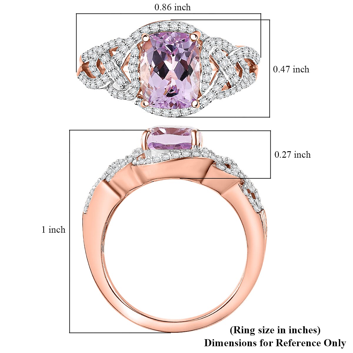 D'Joy Premium Martha Rocha Kunzite and Moissanite 3.20 ctw Heart Ring in 18K Vermeil Rose Gold Over Sterling Silver (Size 10.0)