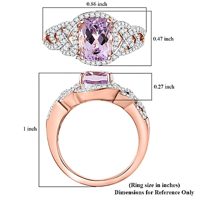 D'Joy Premium Martha Rocha Kunzite and Moissanite 3.20 ctw Heart Ring in 18K Vermeil Rose Gold Over Sterling Silver (Size 10.0)