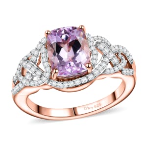 D'Joy Premium Martha Rocha Kunzite and Moissanite 3.20 ctw Heart Ring in 18K Vermeil Rose Gold Over Sterling Silver (Size 8.0)
