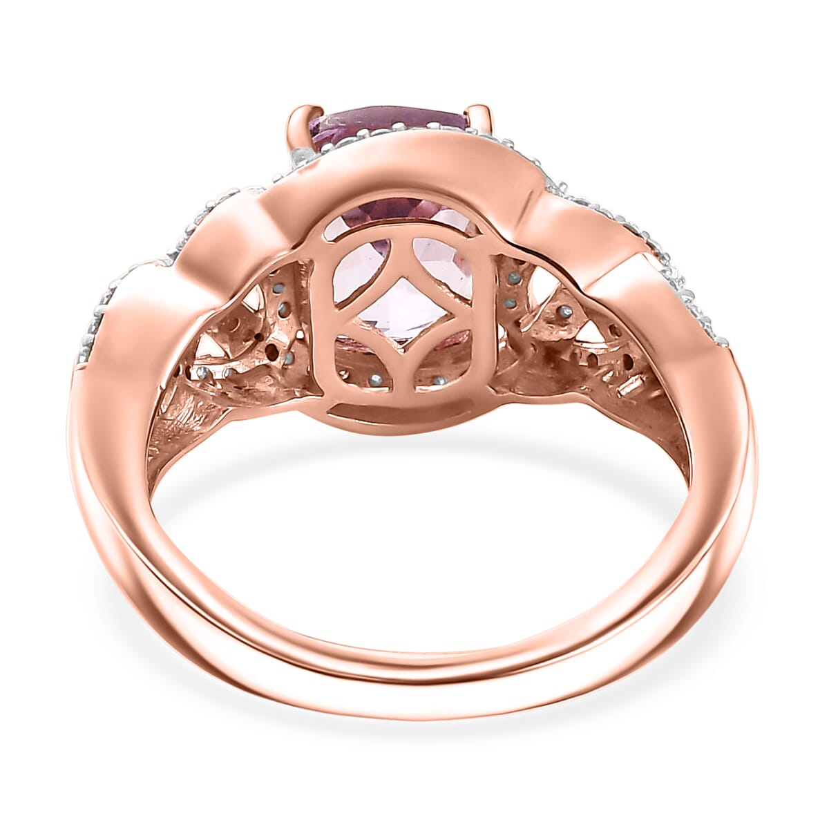Premium Martha Rocha Kunzite and Moissanite 3.20 ctw Heart Ring in 18K Vermeil Rose Gold Over Sterling Silver (Size 9.0) image number 4