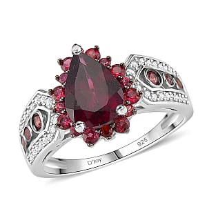 D'Joy Orissa Rhodolite Garnet, Multi Gemstone Ring in Rhodium Over Sterling Silver 2.90 ctw (Size 10.0)