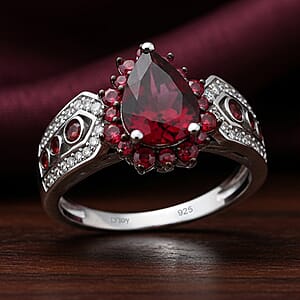 D'Joy Orissa Rhodolite Garnet, Multi Gemstone Ring in Rhodium Over Sterling Silver 2.90 ctw (Size 10.0)