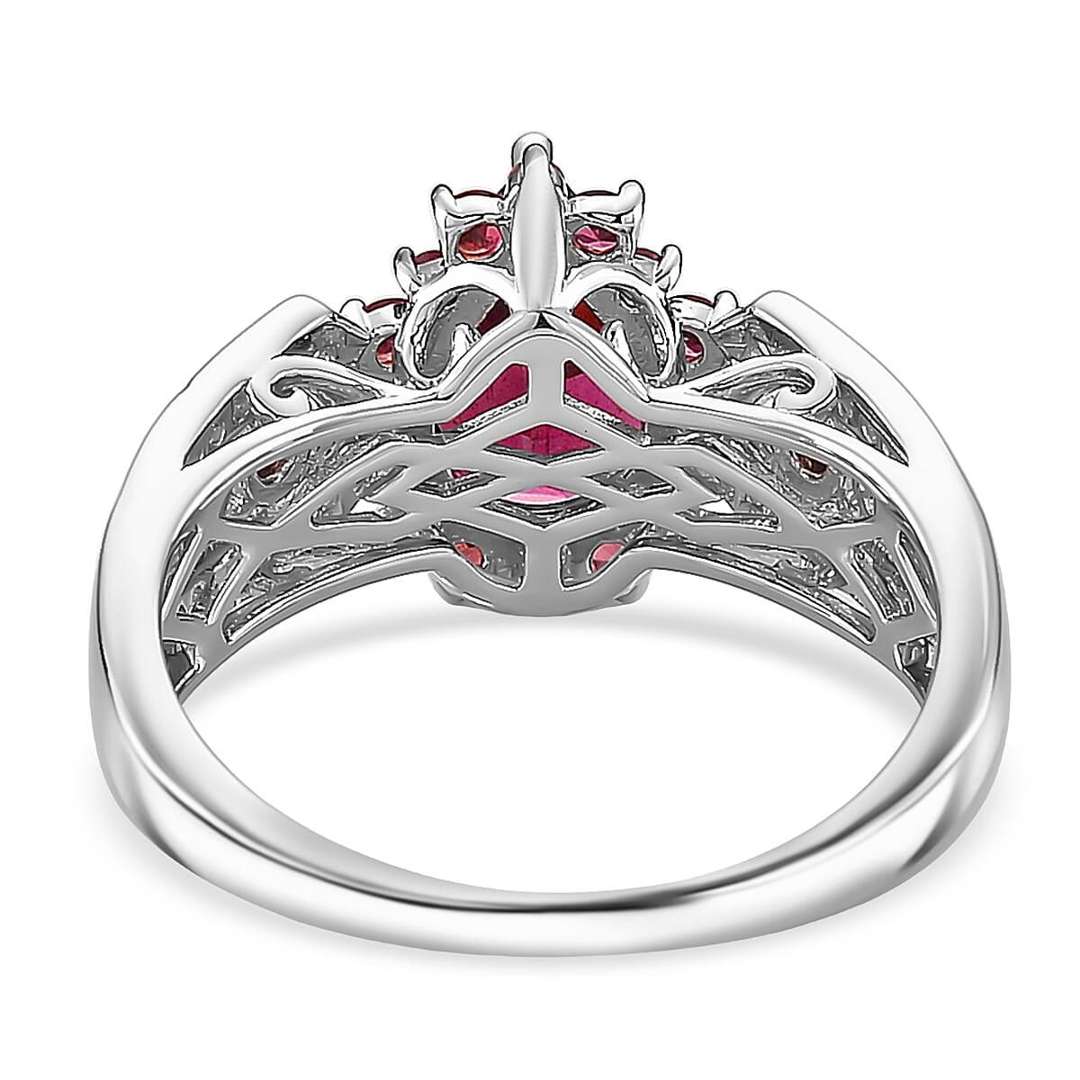 D'Joy Orissa Rhodolite Garnet, Multi Gemstone Ring in Rhodium Over Sterling Silver 2.90 ctw (Size 10.0)