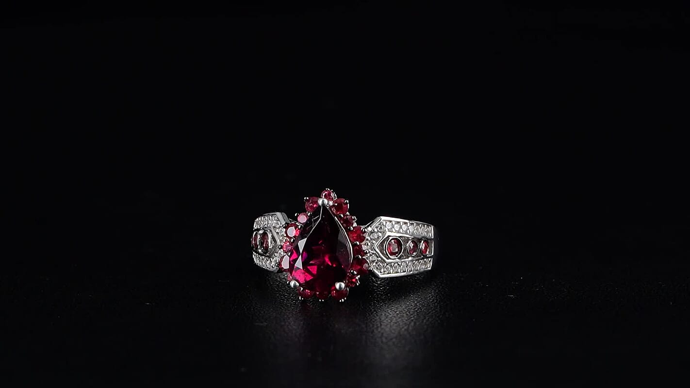 TLV D'Joy Orissa Rhodolite Garnet, Multi Gemstone Ring in Rhodium Over Sterling Silver (Size 10.0) 2.90 ctw