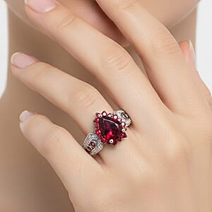 D'Joy Orissa Rhodolite Garnet, Multi Gemstone Ring in Rhodium Over Sterling Silver 2.90 ctw (Size 6.0)