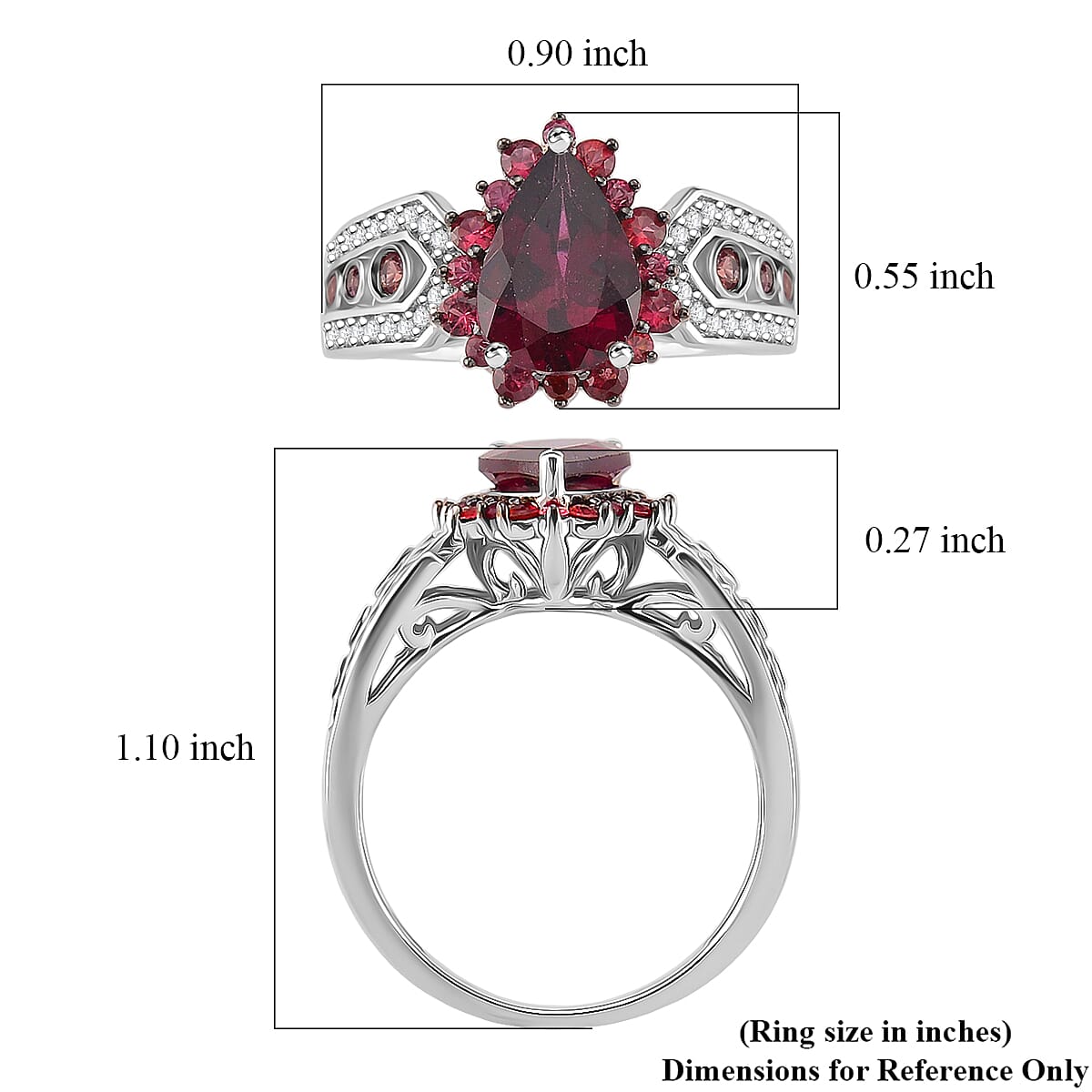 D'Joy Orissa Rhodolite Garnet, Multi Gemstone Ring in Rhodium Over Sterling Silver 2.90 ctw (Size 7.0) image number 5
