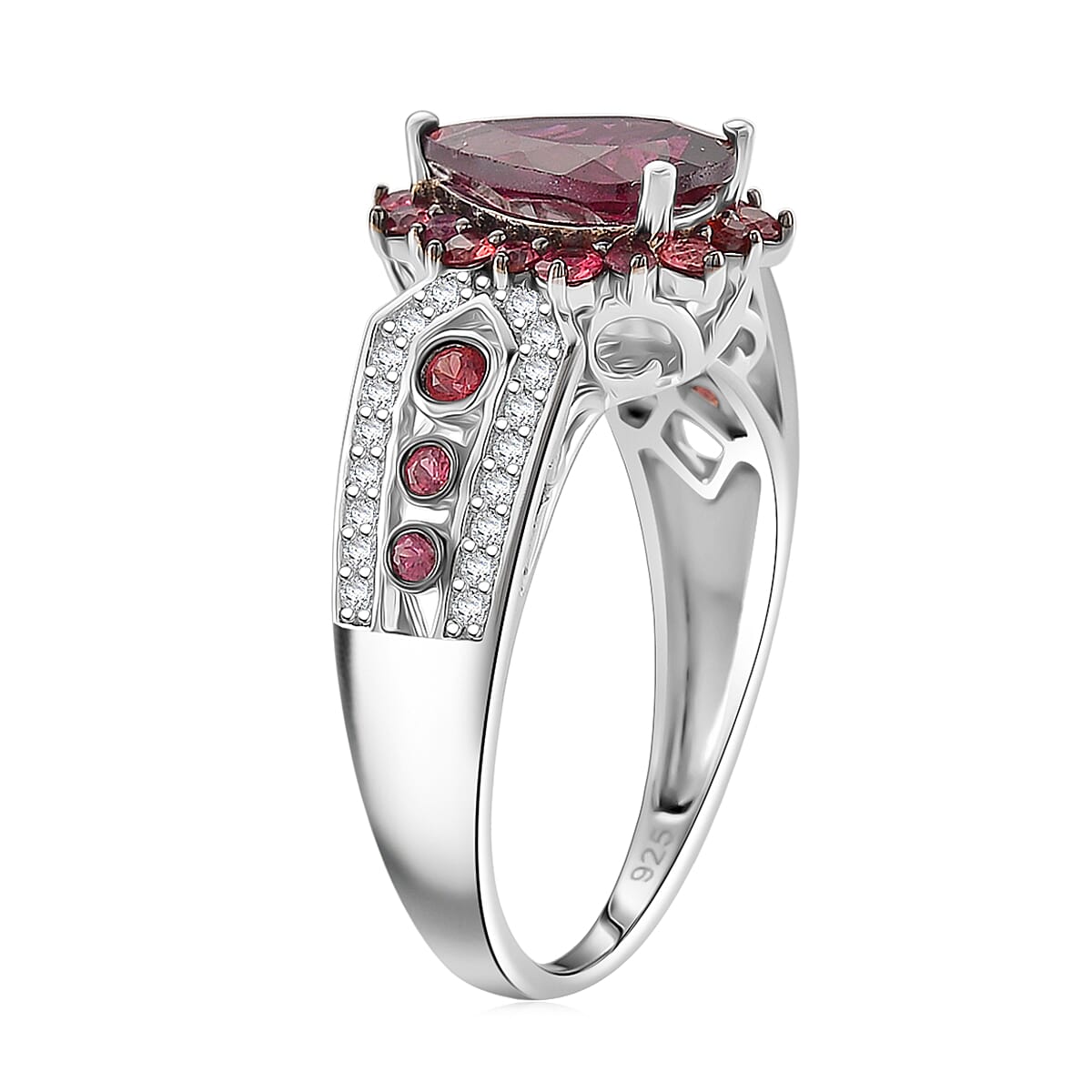 D'Joy Orissa Rhodolite Garnet, Multi Gemstone Ring in Rhodium Over Sterling Silver 2.90 ctw (Size 8.0) image number 3