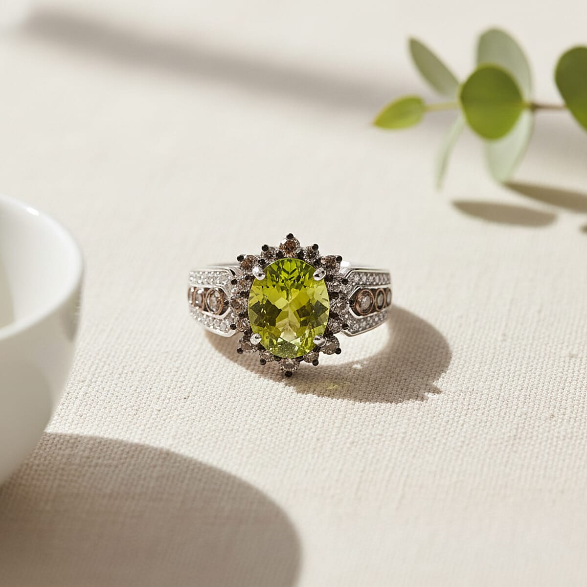 D'Joy Hebei Peridot, Multi Gemstone Ring in Rhodium Over Sterling Silver 4.00 ctw (Size 7.0) image number 1